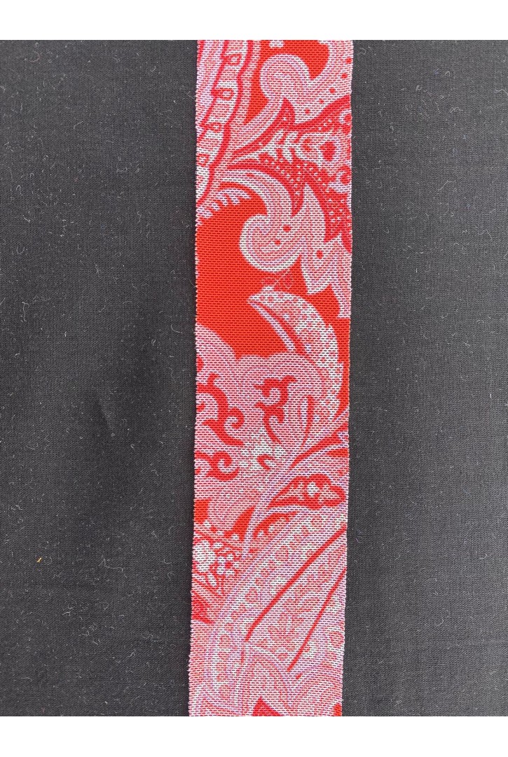 Kırmızı-Beyaz Dijital Baskılı Likralı Biye Tül