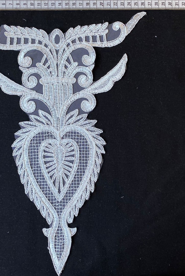 Ekru Düz Aplik Brode, Polyester