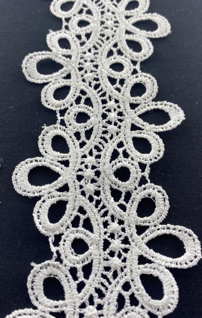 Parlak Polyester Güpür Brode Bant, 7 cm