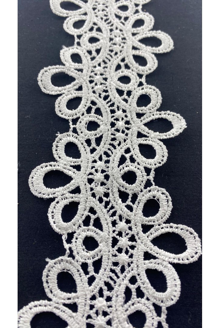 Parlak Polyester Güpür Brode Bant, 7 cm