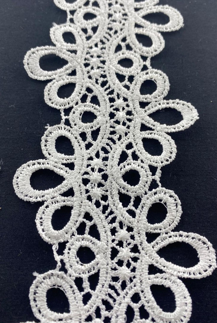 Parlak Polyester Güpür Brode Bant, 7 cm