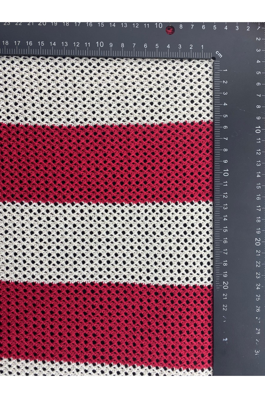 Ekru-Kırmızı Pamuk Dantel, Yerli, 150 cm