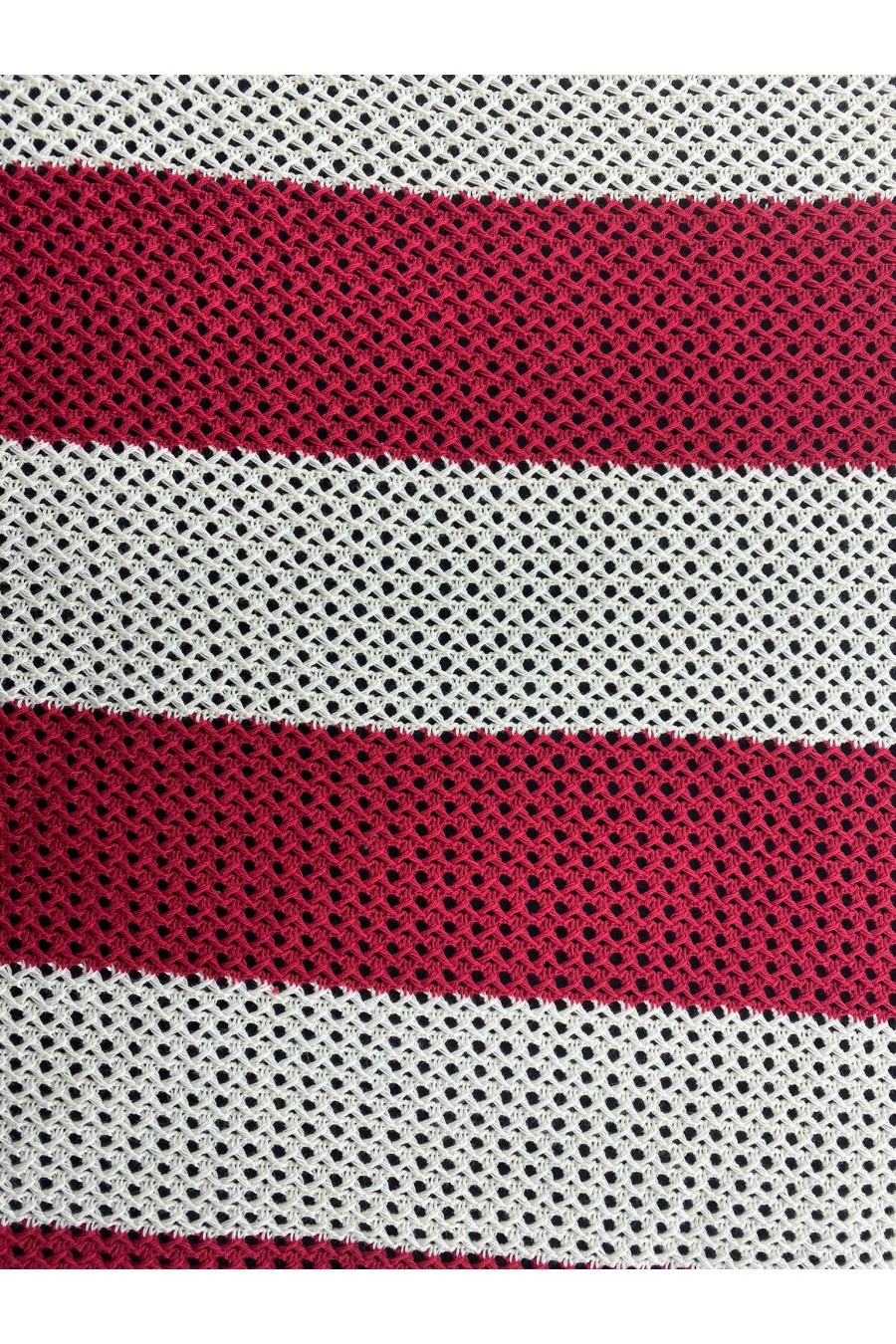 Ekru-Kırmızı Pamuk Dantel, Yerli, 150 cm