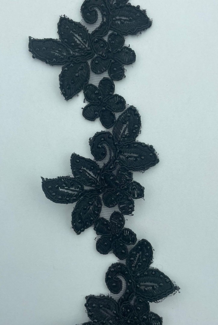 4987 BRODE/YERLİ/BANT/POLYESTER/KORDLU/TAŞLI/SİYAH