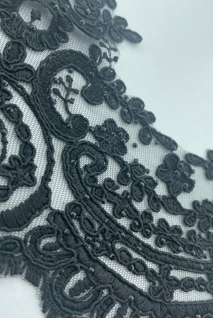 4439 BRODE/YERLİ/BANT/POLYESTER/KORDLU/B24389-1/TAŞLI/SİYAH