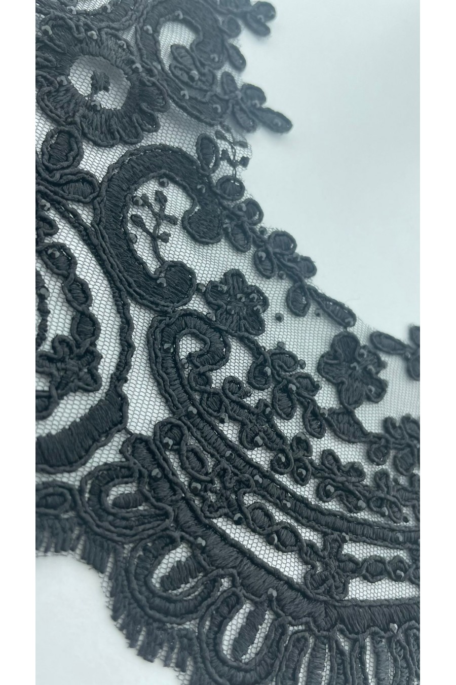 4439-METRE 4439 BRODE/YERLİ/BANT/POLYESTER/KORDLU/B24389-1/TAŞLI/SİYAH