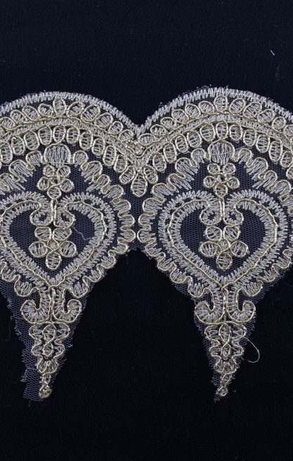 Kordeneli Gold Tül Üzeri Brode Bant, 15 cm