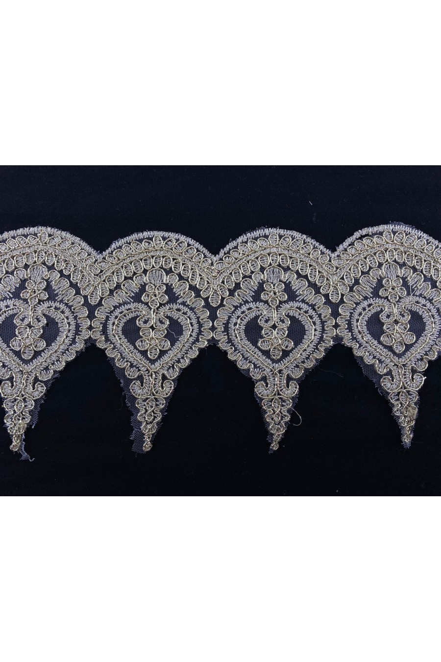 Kordeneli Gold Tül Üzeri Brode Bant, 15 cm