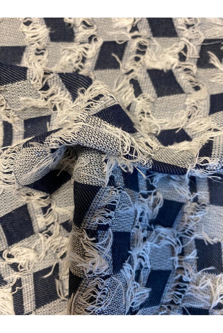 22303 KUMAŞ/YERLİ/LEZ/POLYESTER/PAMUK/BEYAZ-LACİVERT/145 CM