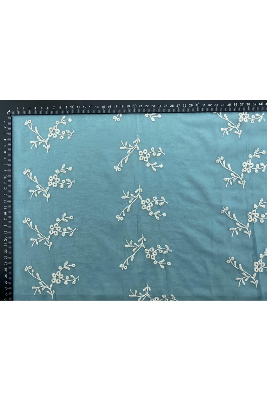 Mint Zeminli Şifon Üzeri Brode, Pamuk Polyester, 150 cm