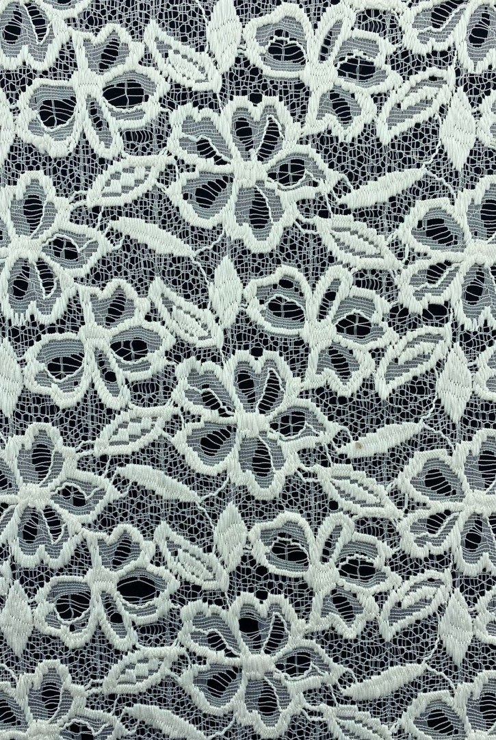 4325 Geniş En Beyaz Lez Dantel Kumaş – Mikro Polyester, Yerli Üretim, 180 cm