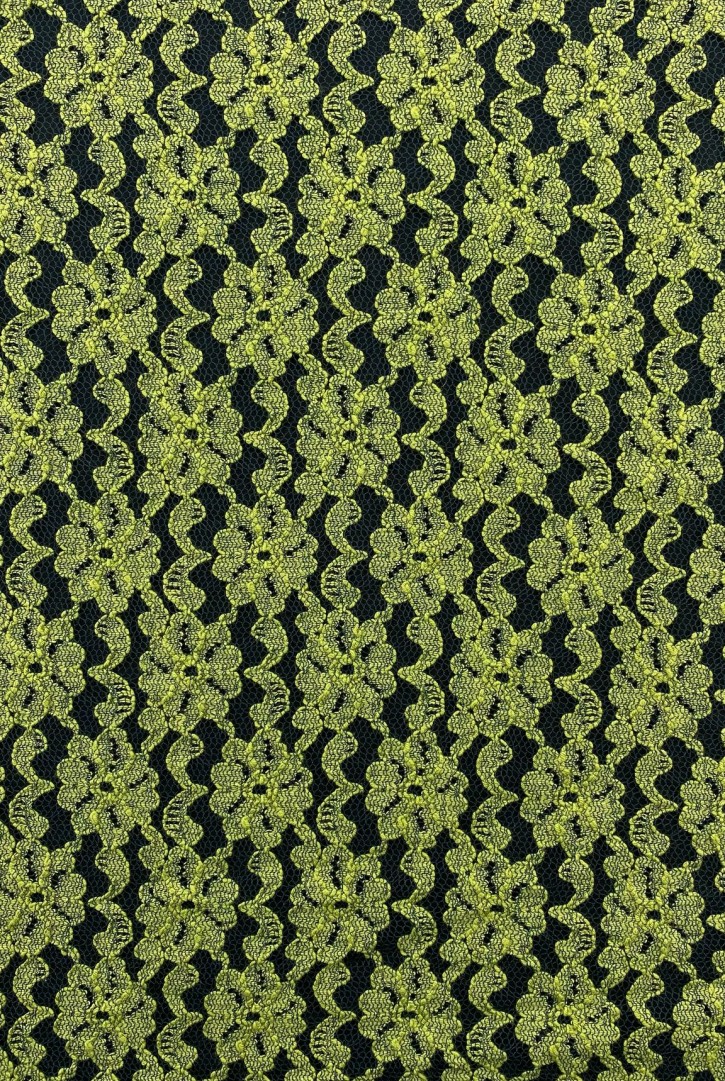 4336 Siyah-Yeşil Lez Dantel Kumaş – Yerli Polyester, Likralı ve Esnek Yapı