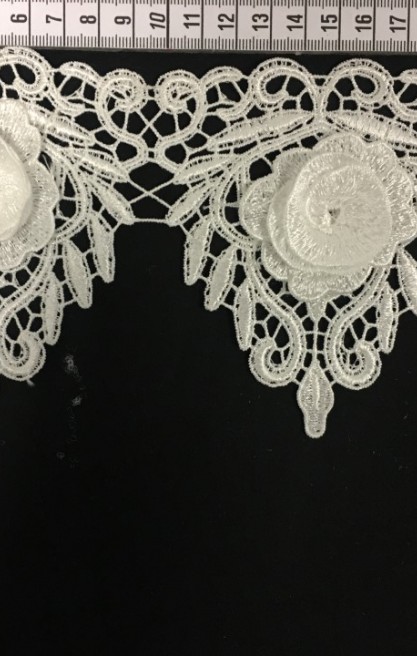 3 Boyutlu Parlak Ham Polyester Güpür Brode Bant, İthal