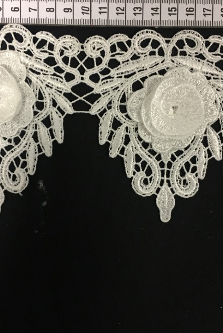 3 Boyutlu Parlak Ham Polyester Güpür Brode Bant, İthal