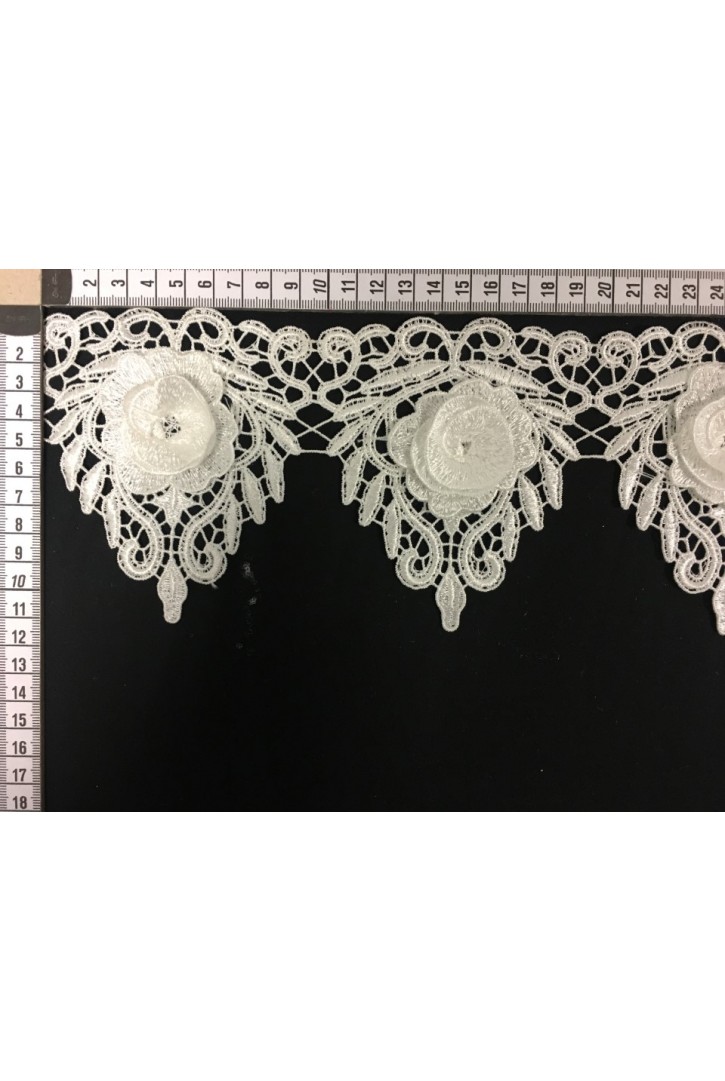 3 Boyutlu Parlak Ham Polyester Güpür Brode Bant, İthal