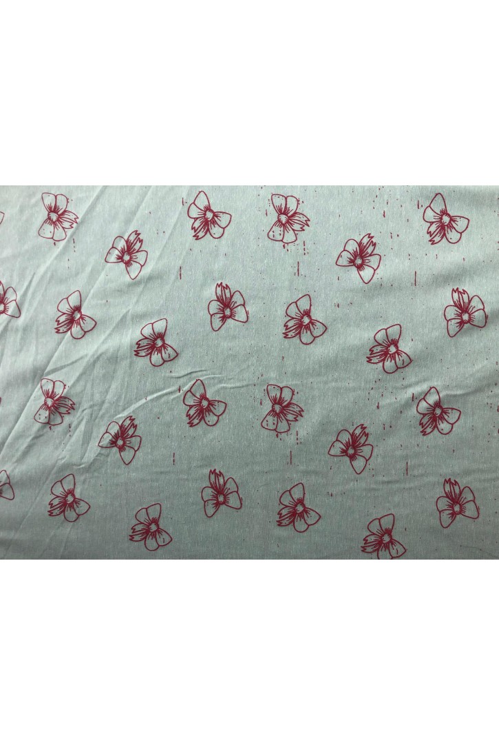 18379 TERİKOTON KUMAŞ/YERLİ/LEZ/PAMUK POLYESTER/FLOK BASKI/KASAR ZEMİN/LİLA BASKI/150 CM