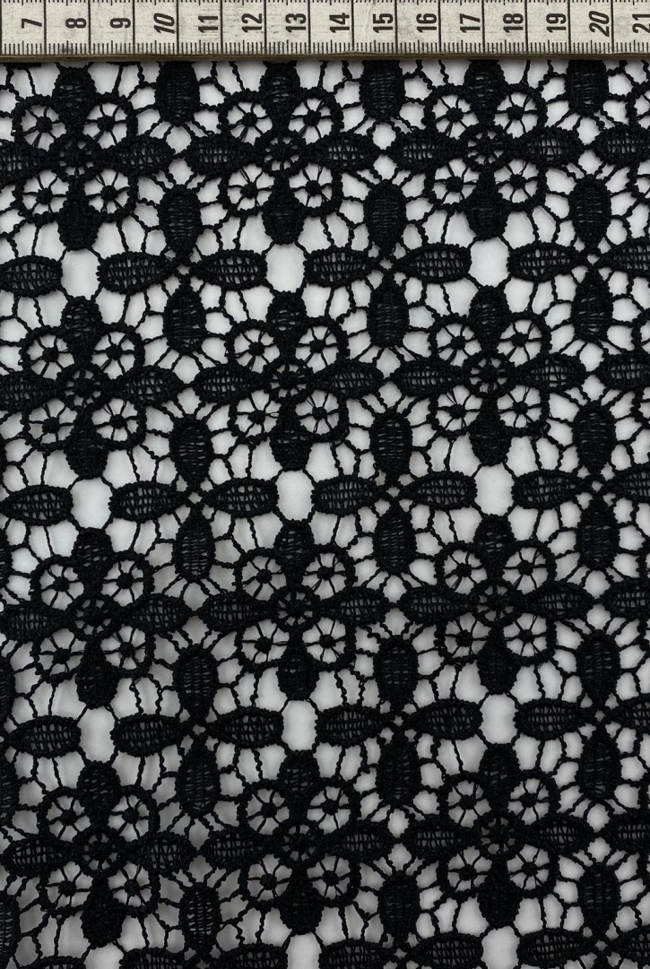 Siyah Mat Polyester Brode Kumaş, 145 cm