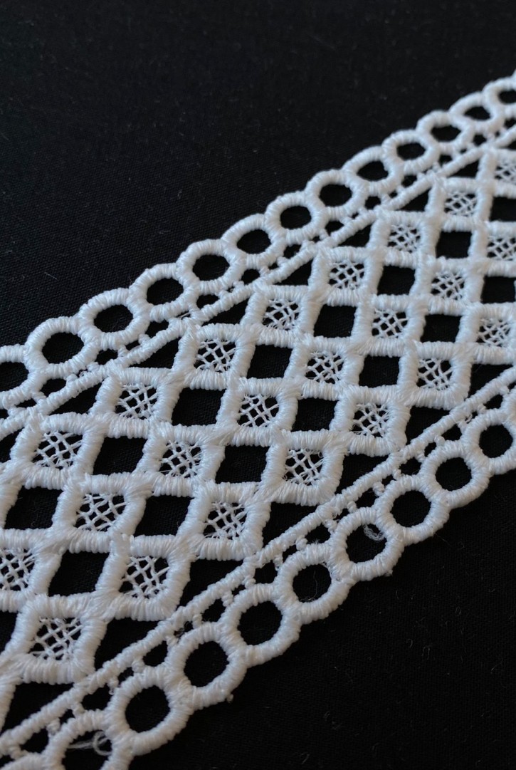 6 cm Genişliğinde Ham Mat Polyester Yerli Güpür Brode Bant