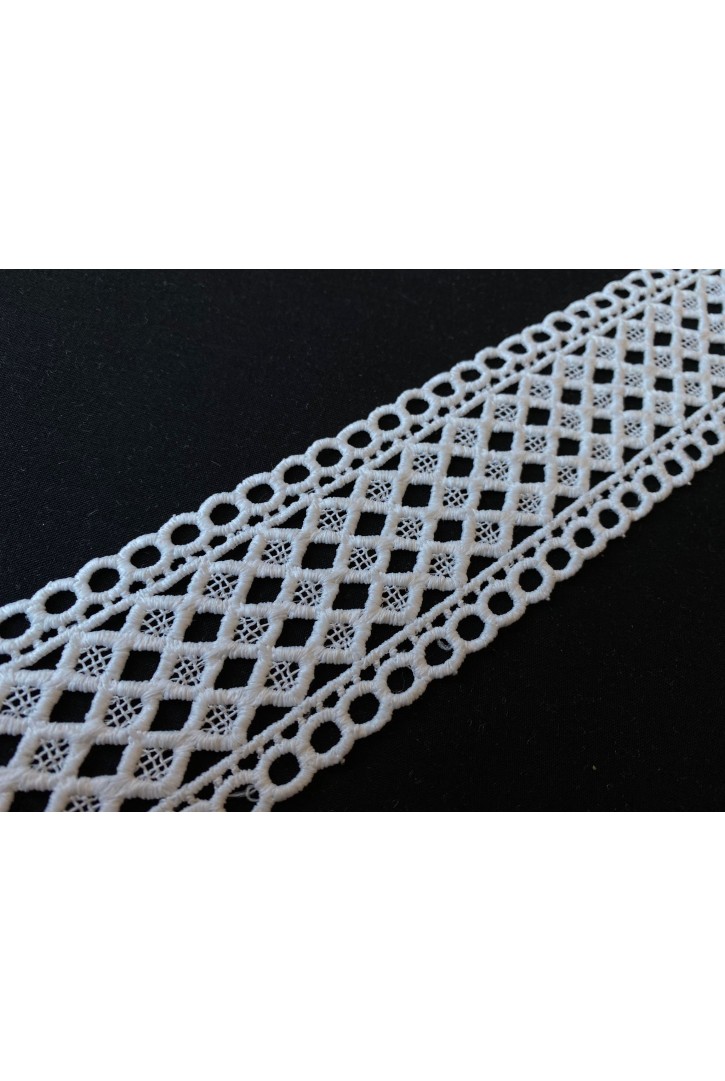 6 cm Genişliğinde Ham Mat Polyester Yerli Güpür Brode Bant