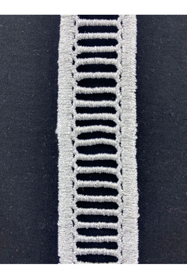 Gümüş Renkli Lurex İşlemeli Güpür Brode Bant, 2.5 cm