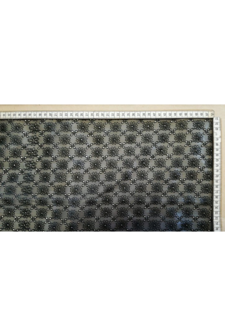 9146 BRODE/YERLİ/LEZ/ORGANZE TÜL/BOHRERLİ/SİYAH/135 CM