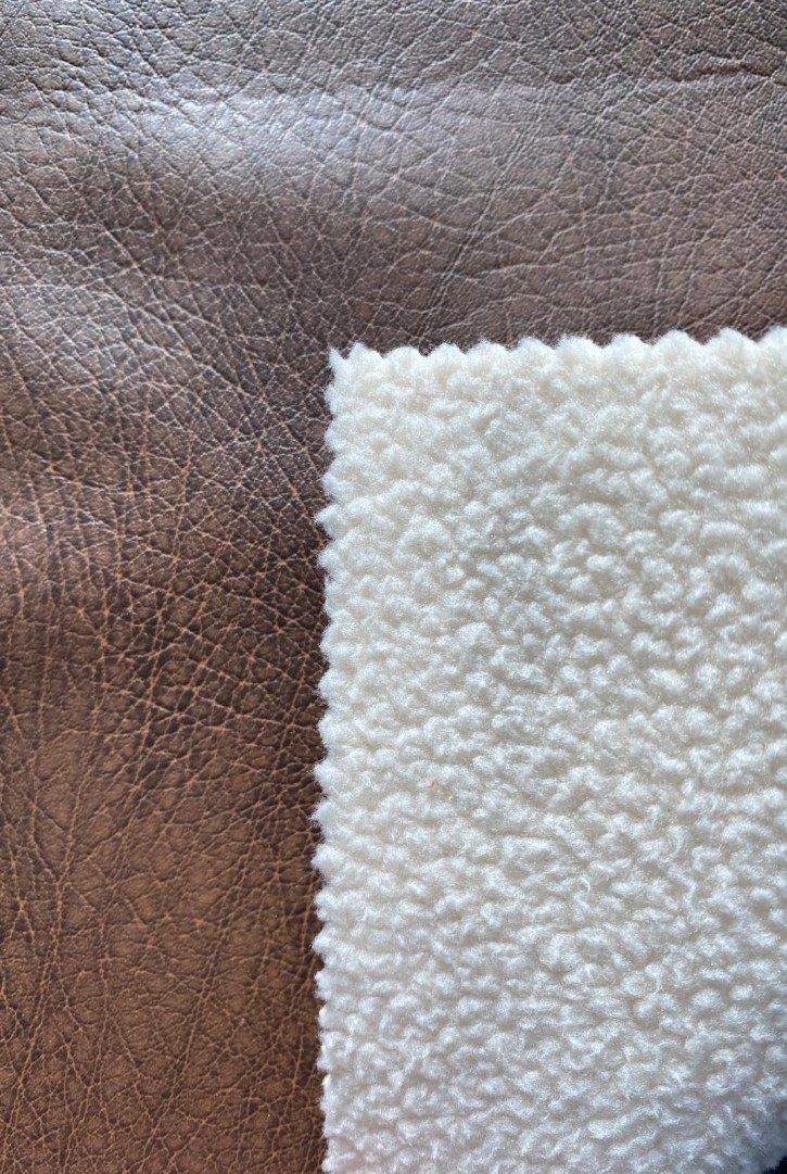 22582 KUMAŞ/YERLİ/LEZ/POLYESTER/KAHVERENGİ DERİ/KREM KÜRK/140 CM