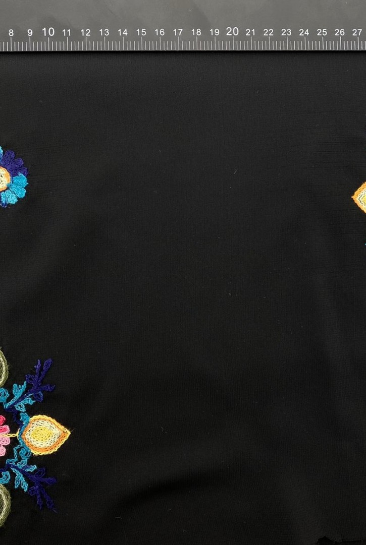 Multicolor Nakışlı Şifon Brode