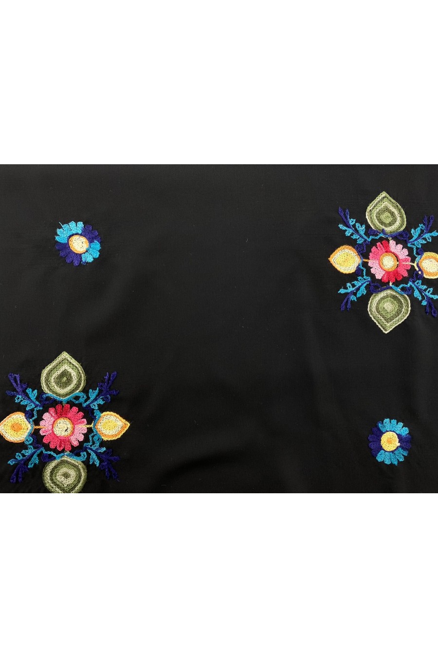 Multicolor Nakışlı Şifon Brode