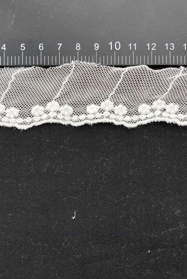 Tül Üzeri Pamuk Ham Brode Bant, 3,5 cm