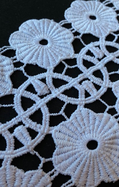 Optik Beyaz Mat Polyester Brode Bant, 12 cm