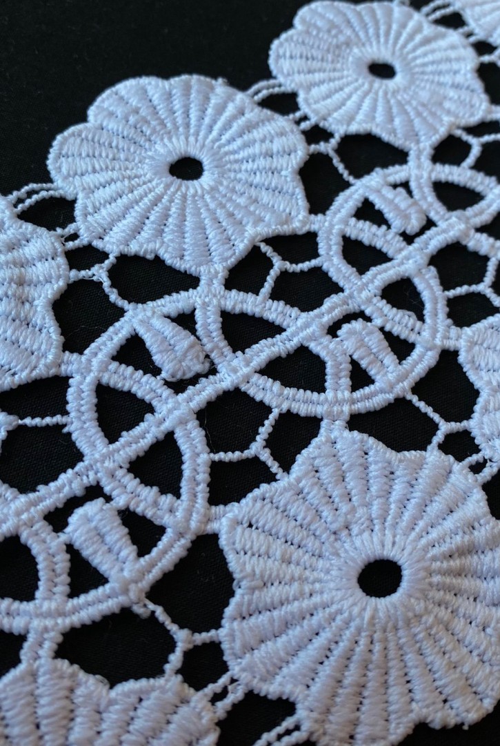 Optik Beyaz Mat Polyester Brode Bant, 12 cm