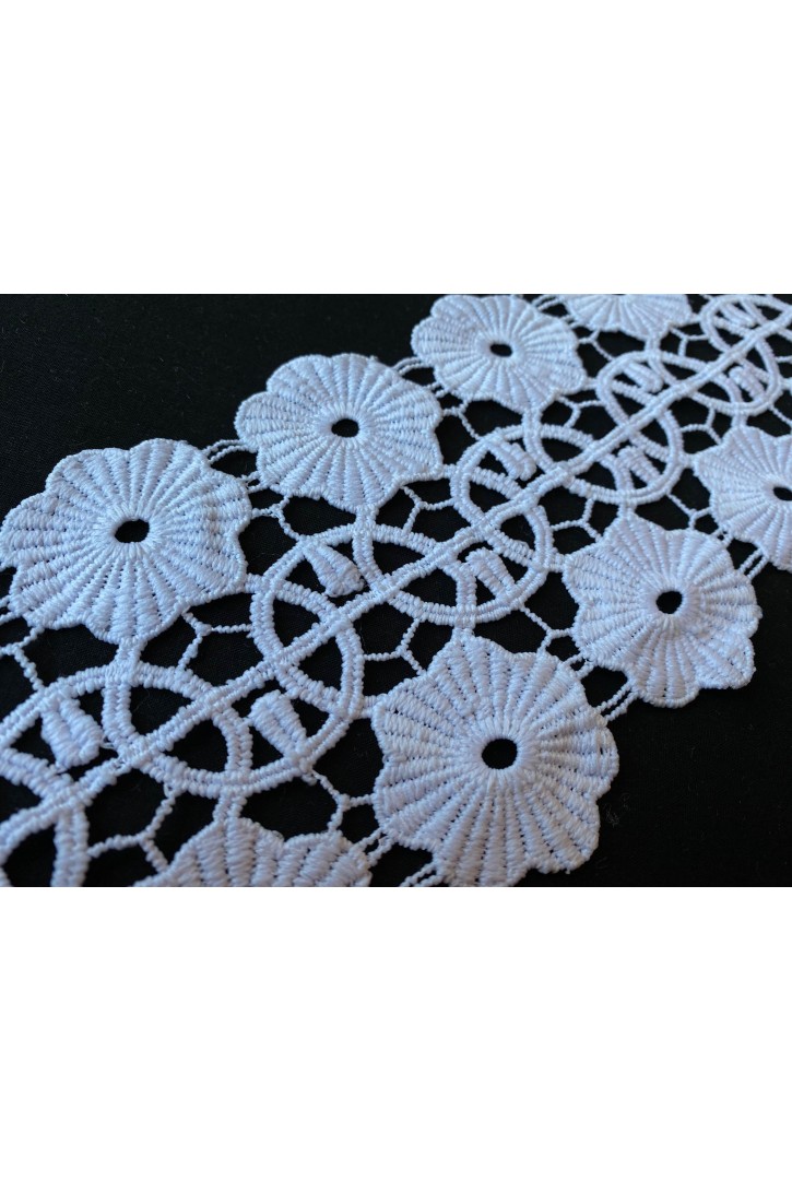 Optik Beyaz Mat Polyester Brode Bant, 12 cm