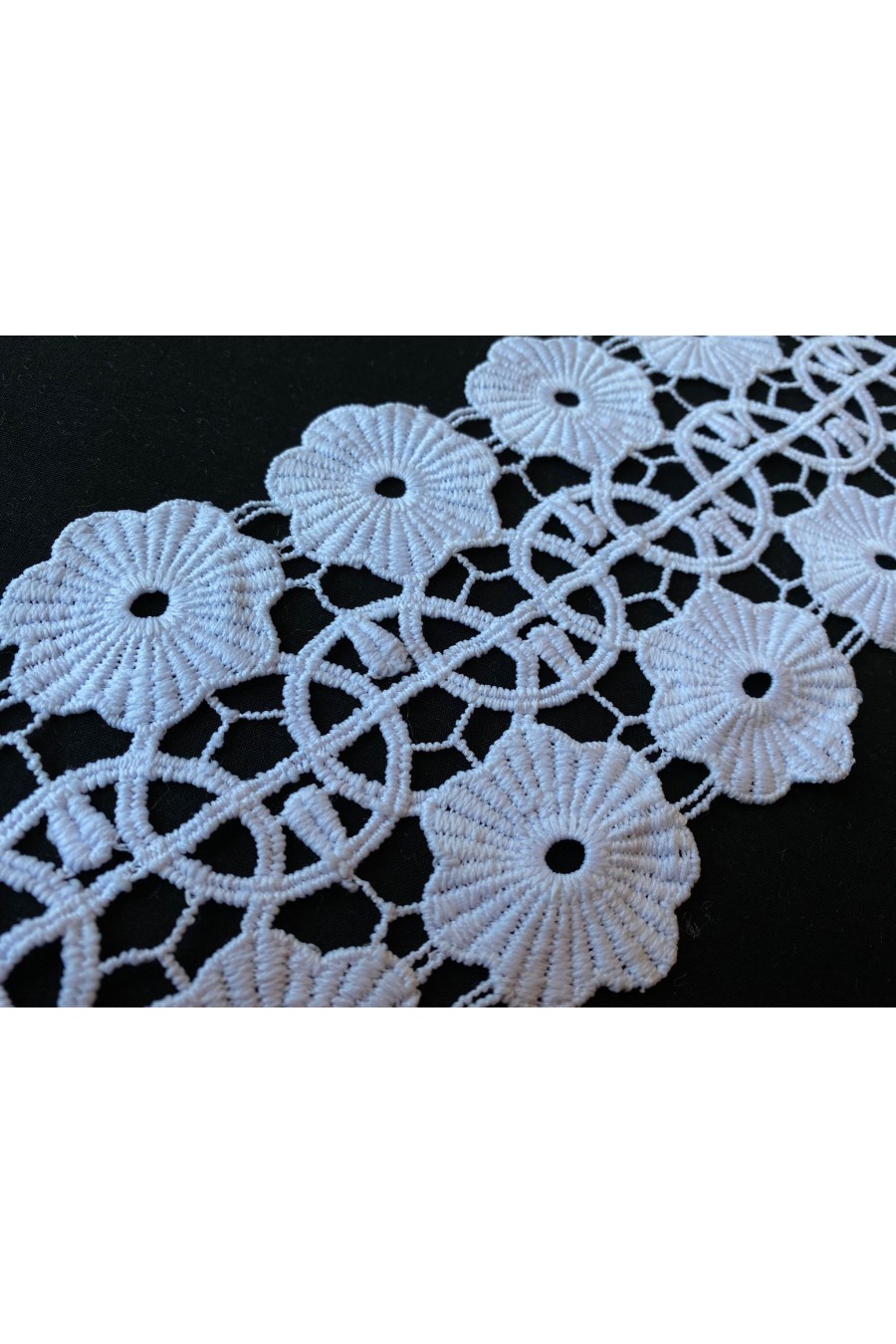 Optik Beyaz Mat Polyester Brode Bant, 12 cm