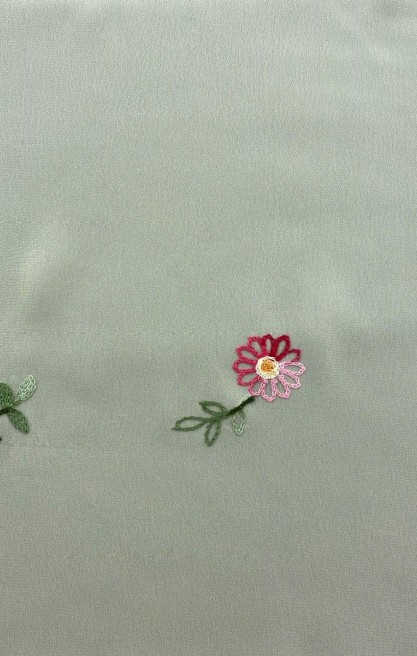 Bej Şifon Üzeri Multicolor Nakışlı Brode, İthal