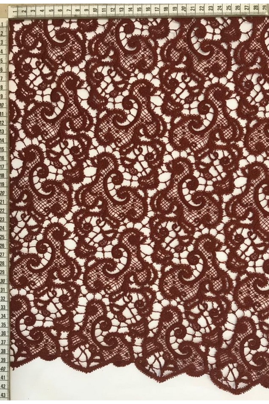 Kiremit Renk Mat Polyester Güpür Brode