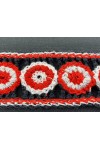 Siyah-Kırmızı-Beyaz Tığ İşi Bant, 4 cm