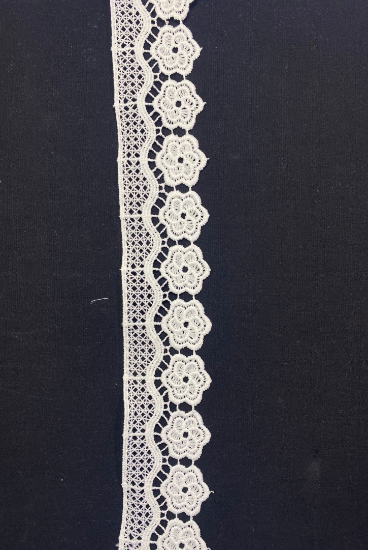 4,5 cm Genişliğinde Ham Mat Güpür Brode Bant, Yerli Yapım