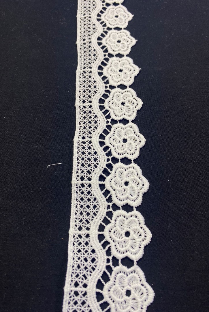 4,5 cm Genişliğinde Ham Mat Güpür Brode Bant, Yerli Yapım