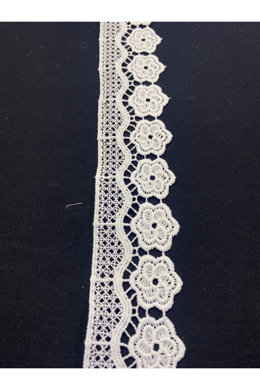 13612-METRE 4,5 cm Genişliğinde Ham Mat Güpür Brode Bant, Yerli Yapım