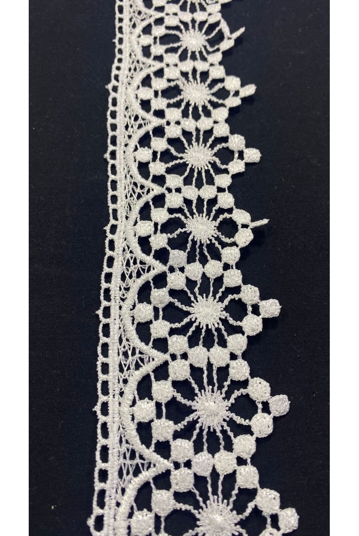 Parlak Ham Polyester Güpür Brode Bant, 6 cm