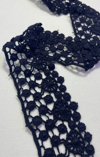 Siyah Kopanaki Güpür Brode, Pamuk