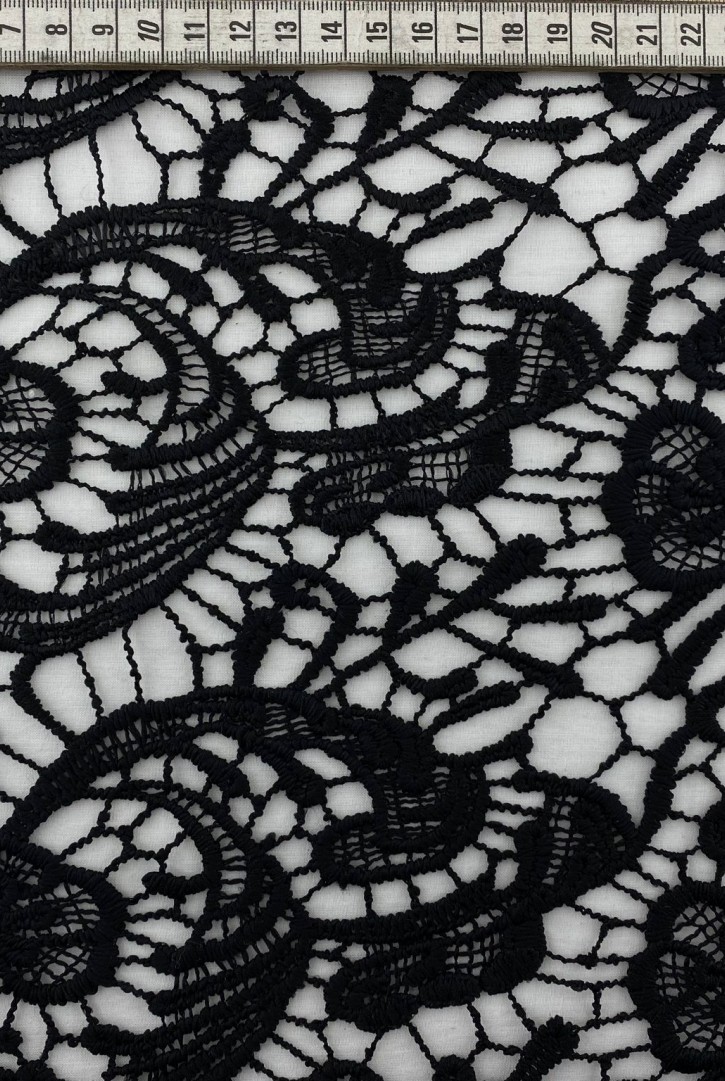 Siyah Mat Polyester Brode, 125 cm