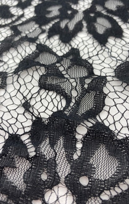 Siyah Kordlu Sakallı İthal Naylon Dantel