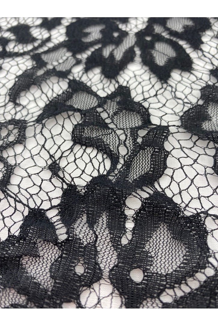 Siyah Kordlu Sakallı İthal Naylon Dantel