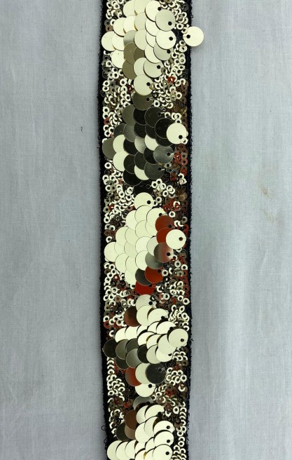 Şerit İthal Bant Siyah Tül Gold Pullu 3.5 CM