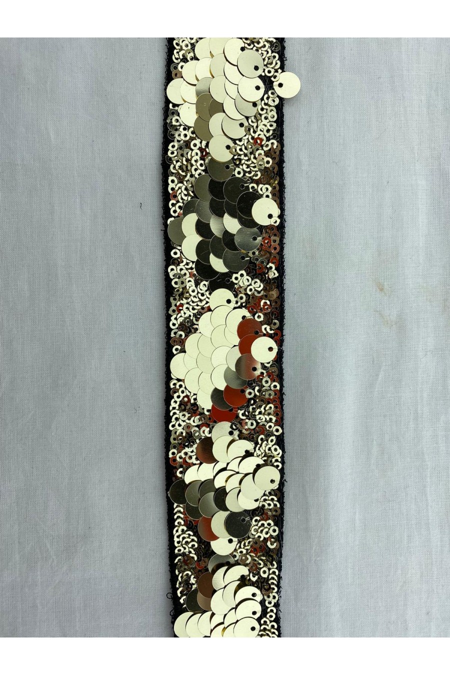 Şerit İthal Bant Siyah Tül Gold Pullu 3.5 CM