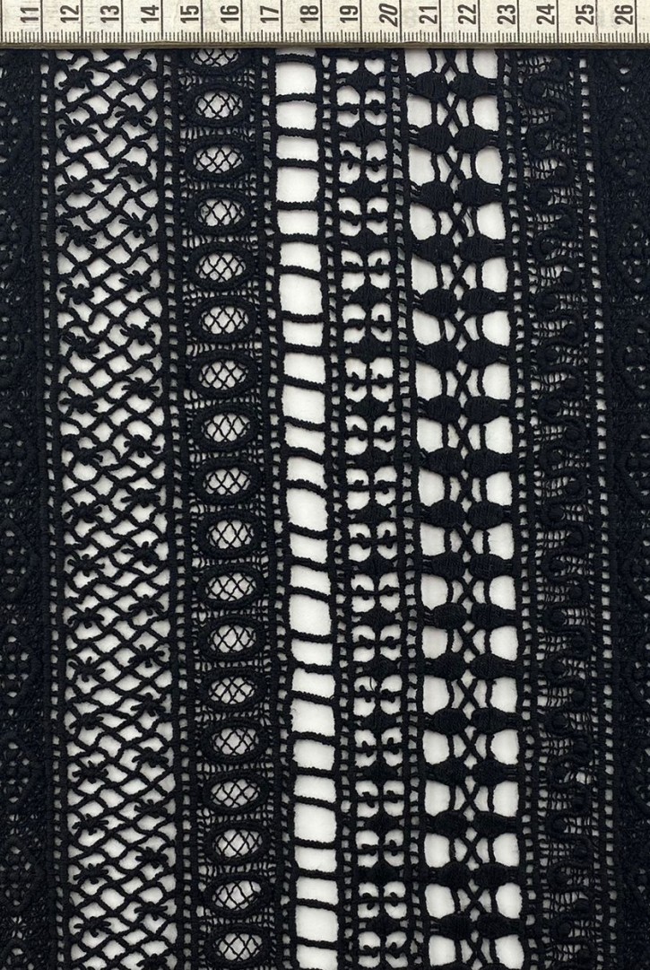 40 cm Siyah Polyester Brode Bant, Yerli