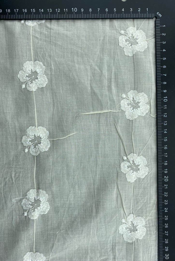 Ham Renk Pamuk Polyester Brode Kumaş