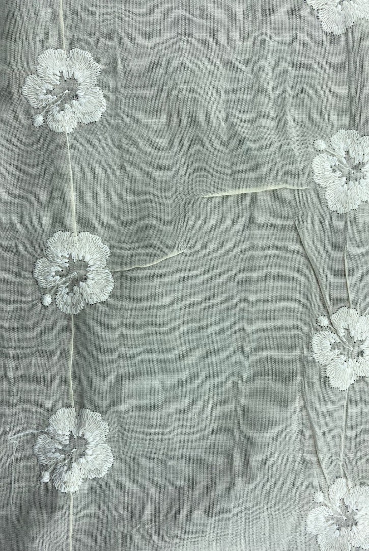 Ham Renk Pamuk Polyester Brode Kumaş