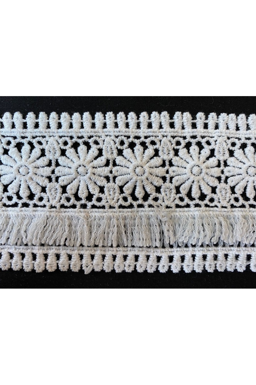 6145-METRE 7 cm Genişliğinde Ham Mat Polyester İthal Güpür Brode Bant